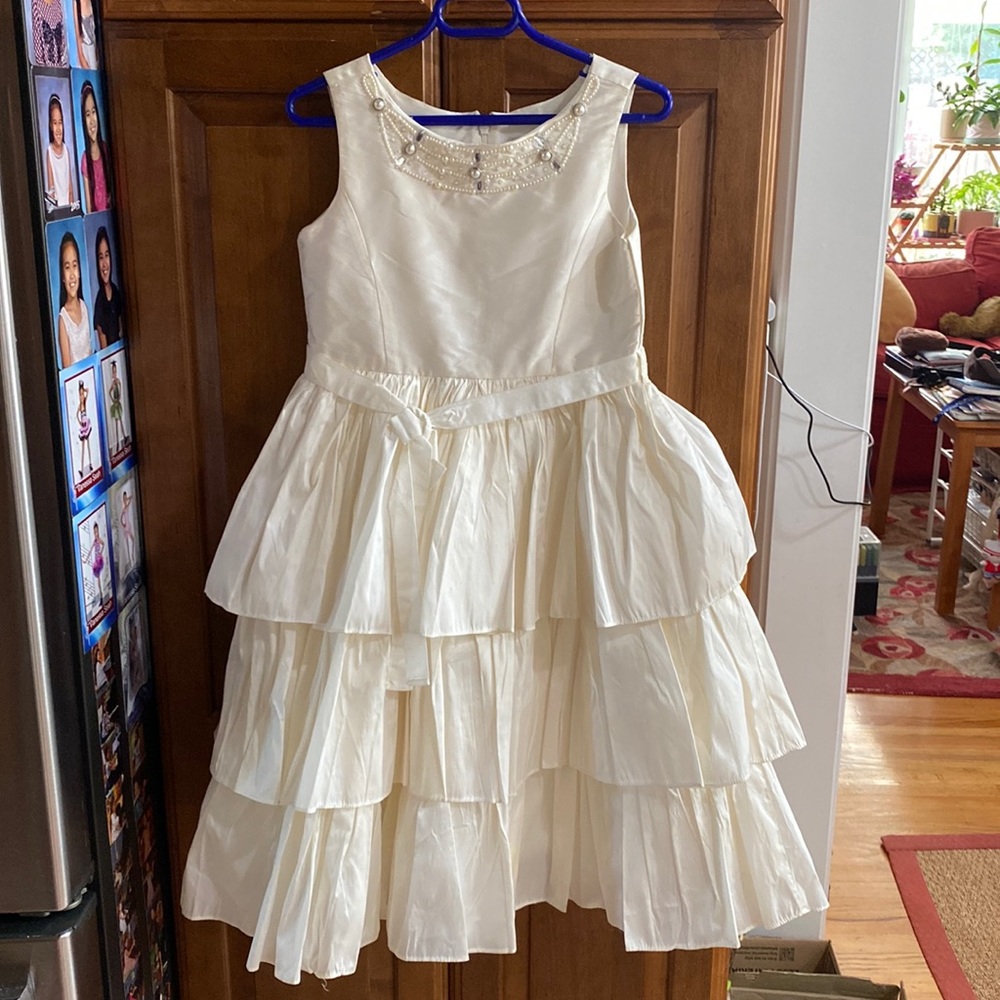 US Angela Ivory Tiered Ruffles dress